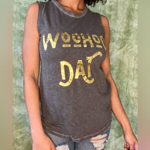 Grey Sleeveless "WooHoo Dat" New Orleans Saints Top